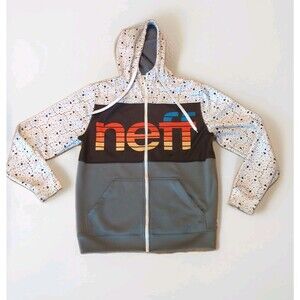 Neff Hoodie Sweatshirt Mens Medium Splatter Snow Skate Headwear Full Zip